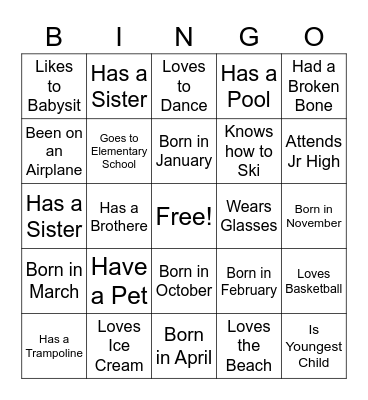 Bs Getting to Know You Bingo Card