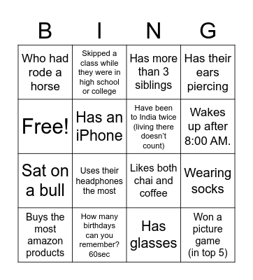 Happy New year Bingo Card