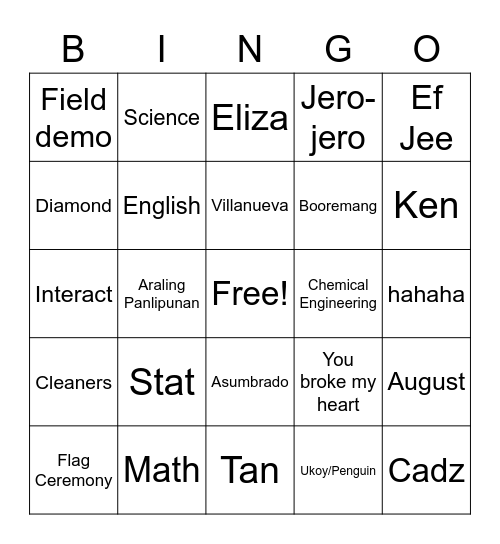 Faith 05 Bingo Card