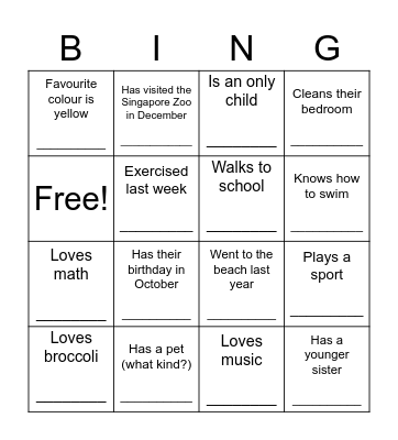 Human Bingo Card