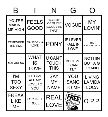 KAMIKAZI KARAOKE                90'S ED 2 Bingo Card