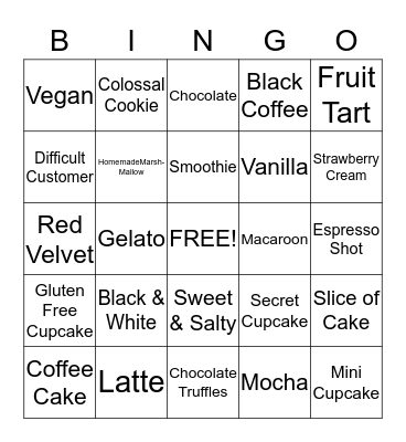 Jones Bros Cupcakes Bingo Card