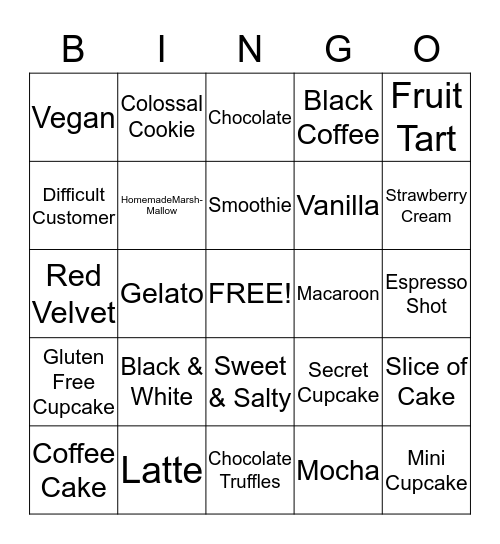 Jones Bros Cupcakes Bingo Card