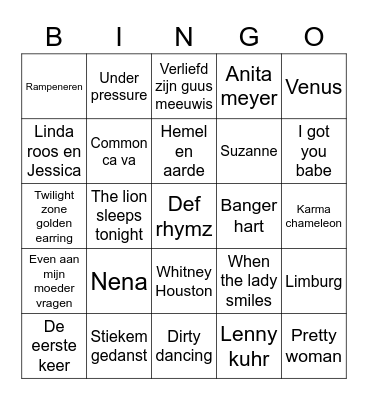 Nieuwjaarsbingo Card