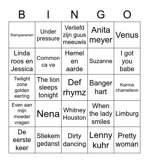 Nieuwjaarsbingo Card