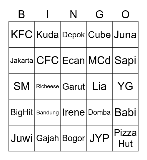 ECAN's Bingo Card