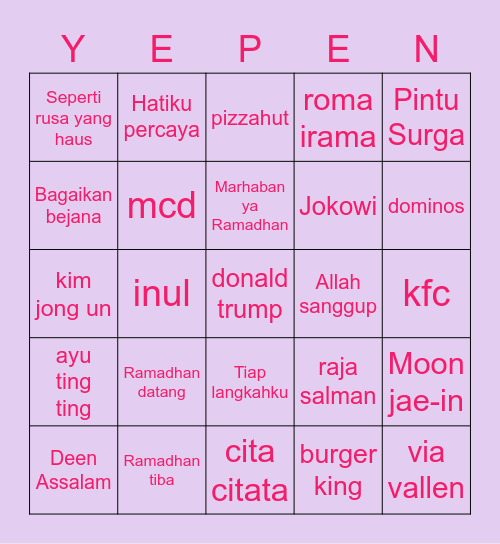 NYULAYF Bingo Card