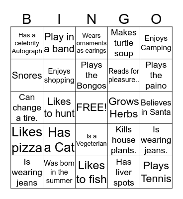 People Bingo Card