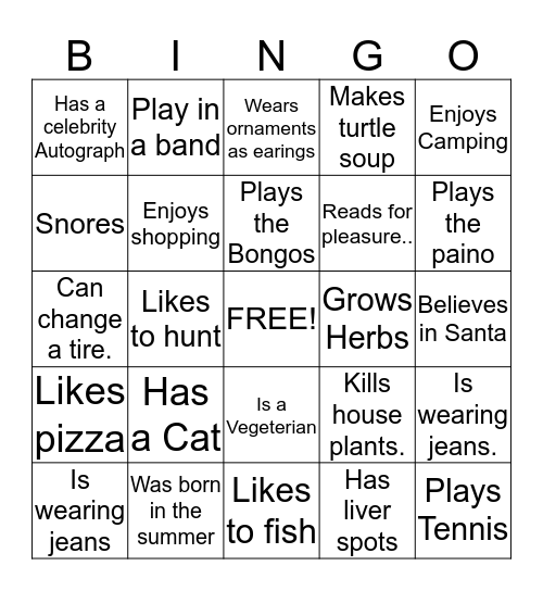 People Bingo Card