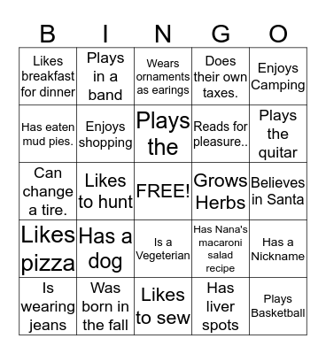 People Bingo Card