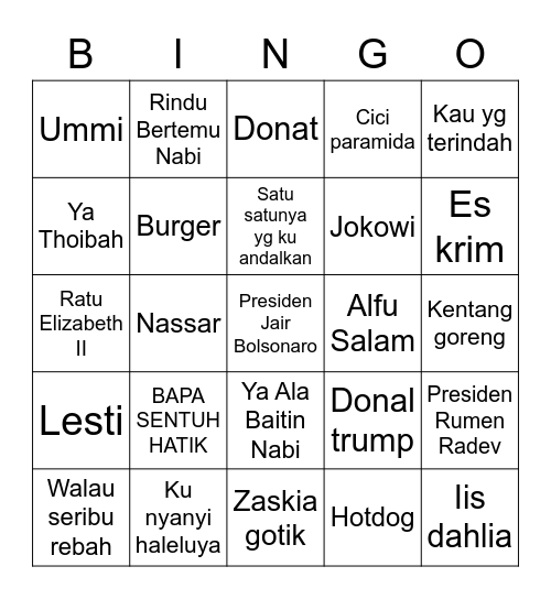ALVARO BINGO Card