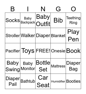 Baby Gift Bingo Card