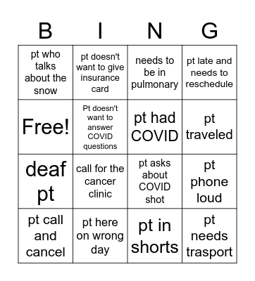 Work BINGO! Bingo Card