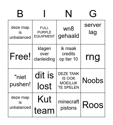 De grote timekiller BINGO Card