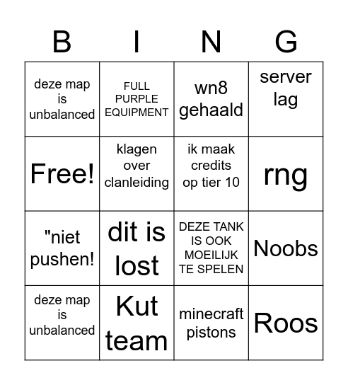 De grote timekiller BINGO Card