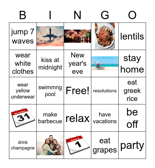 New Year's Bingo Card