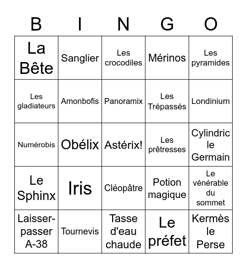 Bingo Astérix Bingo Card