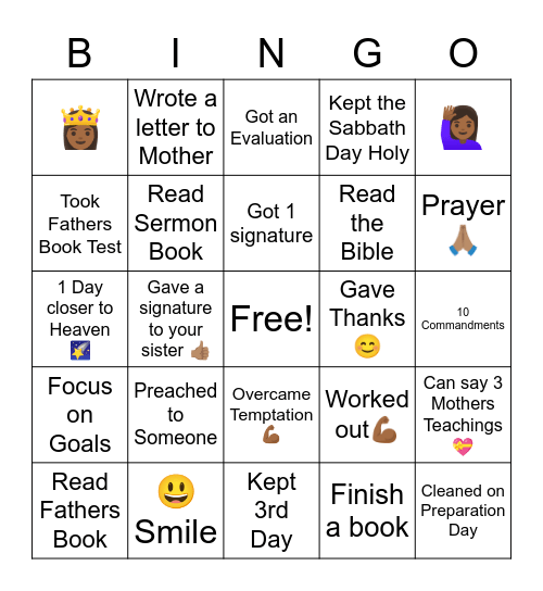 Zion Bingo Card