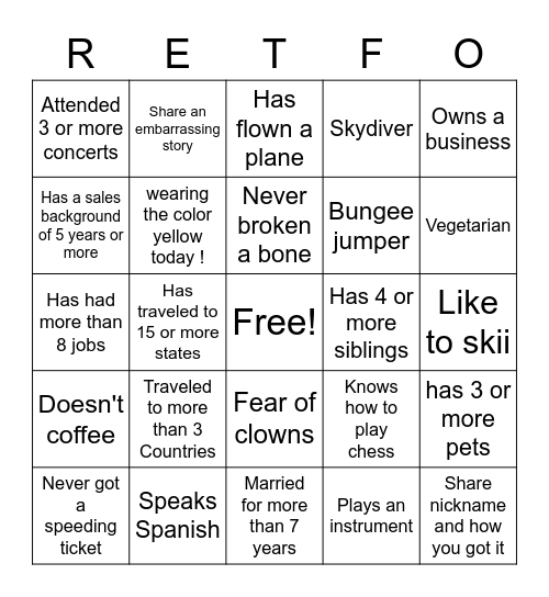 Dude, I know you!! Bingo Card