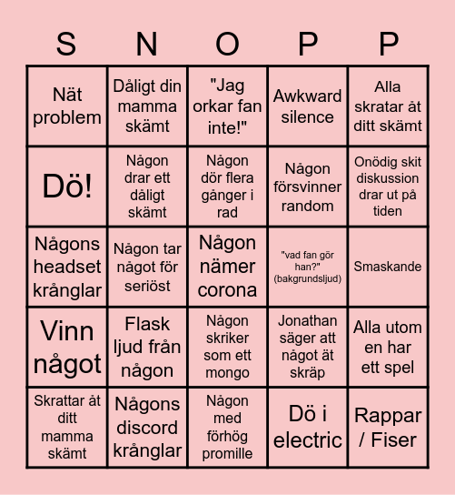 NYÅRS BINGO Card