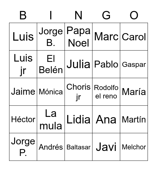 Los Choris Nochevieja Bingo Card