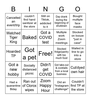 2020 Bingo Card