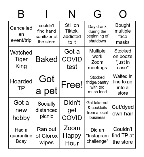 2020 Bingo Card