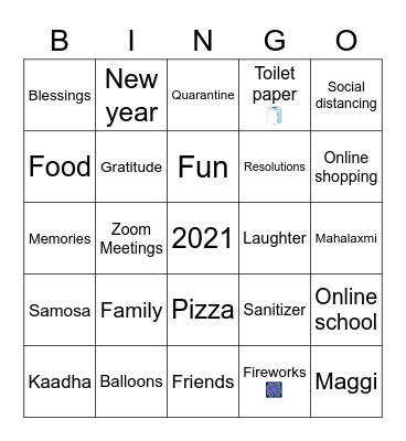Bye 2020,WELCOME 2021!! Bingo Card