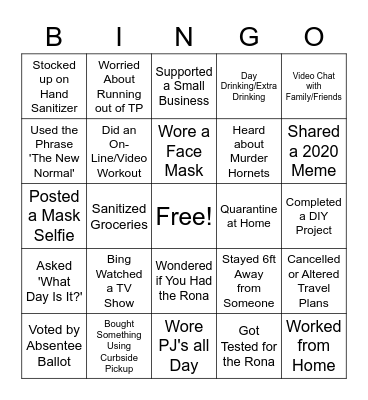Good Bye 2020!! Bingo Card