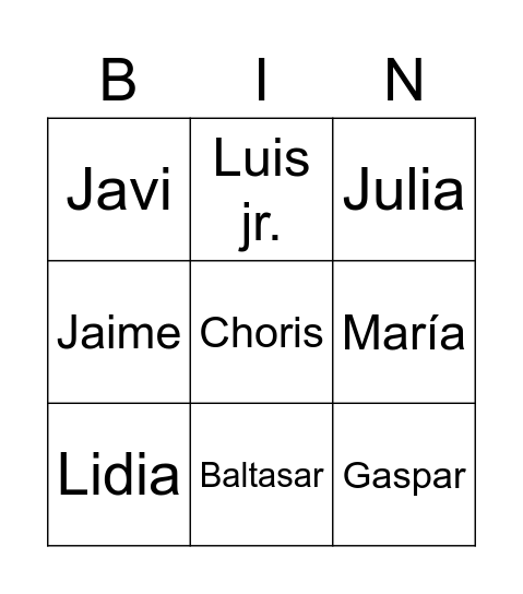 Los Choris 2021 Bingo Card