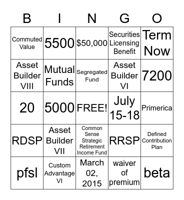 PRI Bingo Card