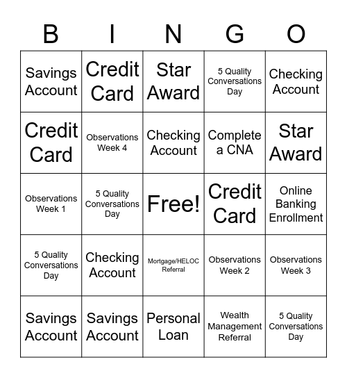 BANKER BINGO!!! Bingo Card
