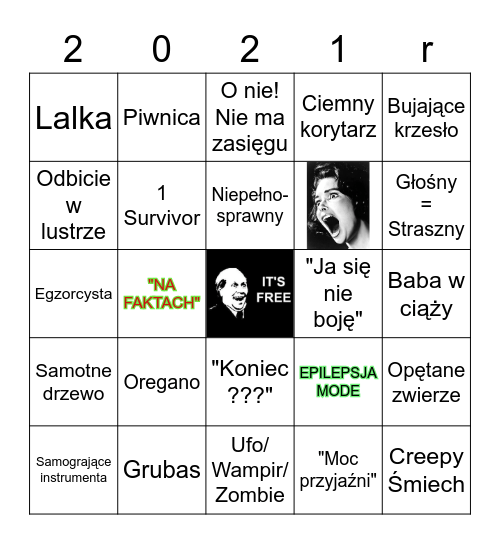 Horrorowe Bingo Sylwestrowe Bingo Card