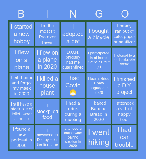 2020 X-Mas Year End BINGO Card