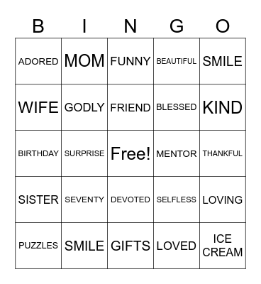 KAREN'S BIRTHDAY Bingo Card