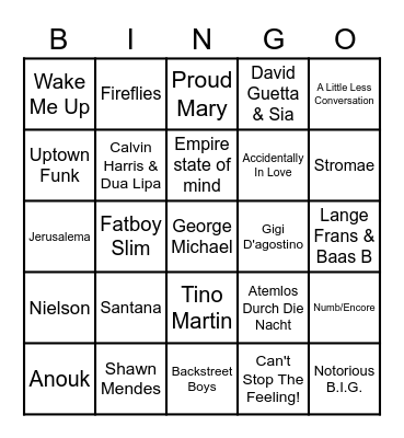 Valburg Top 2000 Music Bingo Card