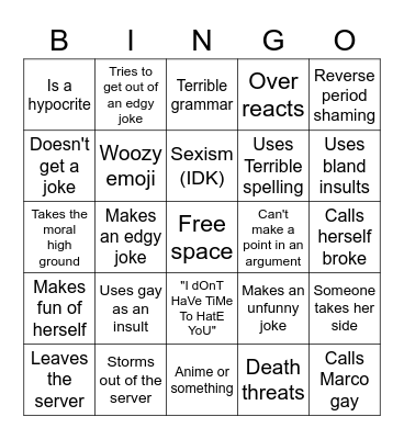 Lysine flavoured Bingo Card