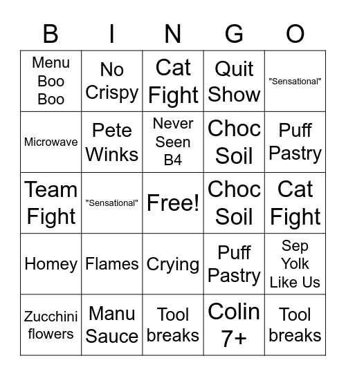 MKR Bingo Card