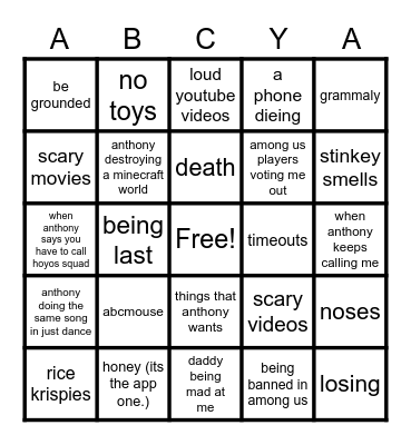 things I hate Bingo Card