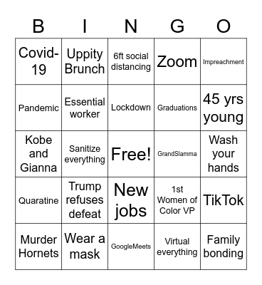 MOCO 2020 Bingo Card