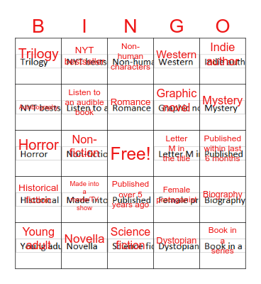Book Bingo Card