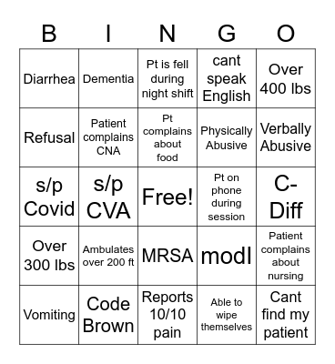 PT/OT Bingo Card