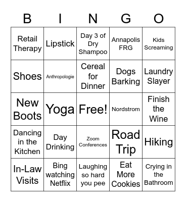 Half-Way Night Bingo Card