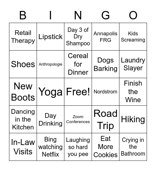 Half-Way Night Bingo Card