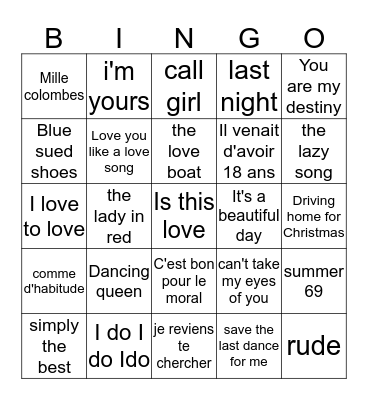Bingo musical 2014 Bingo Card