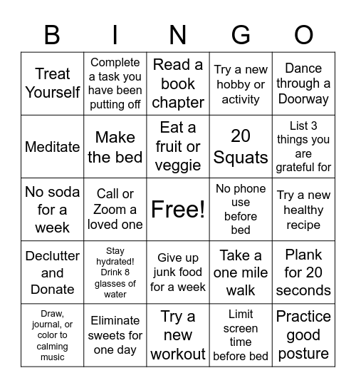 Natural Balance Bingo Card