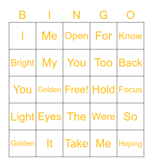 You’re so Golden Bingo Card