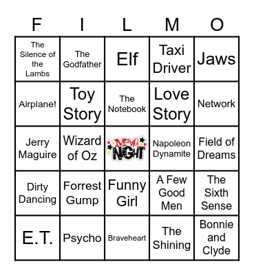 Match the Film Line to the Film Title Bingo Card