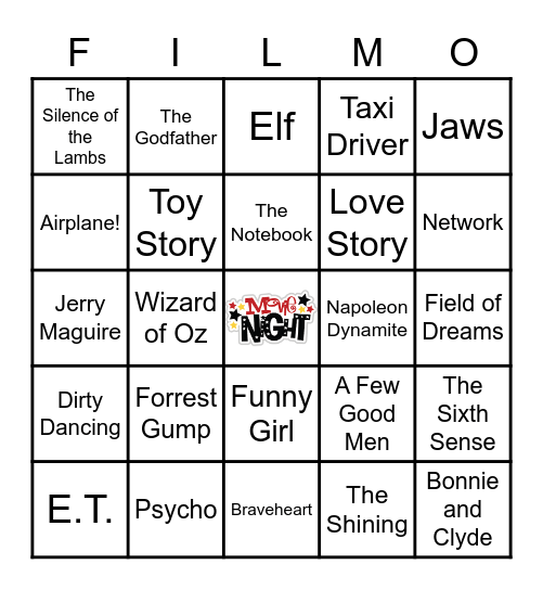 Match the Film Line to the Film Title Bingo Card