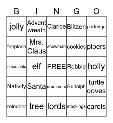 HOLIDAY Bingo Card